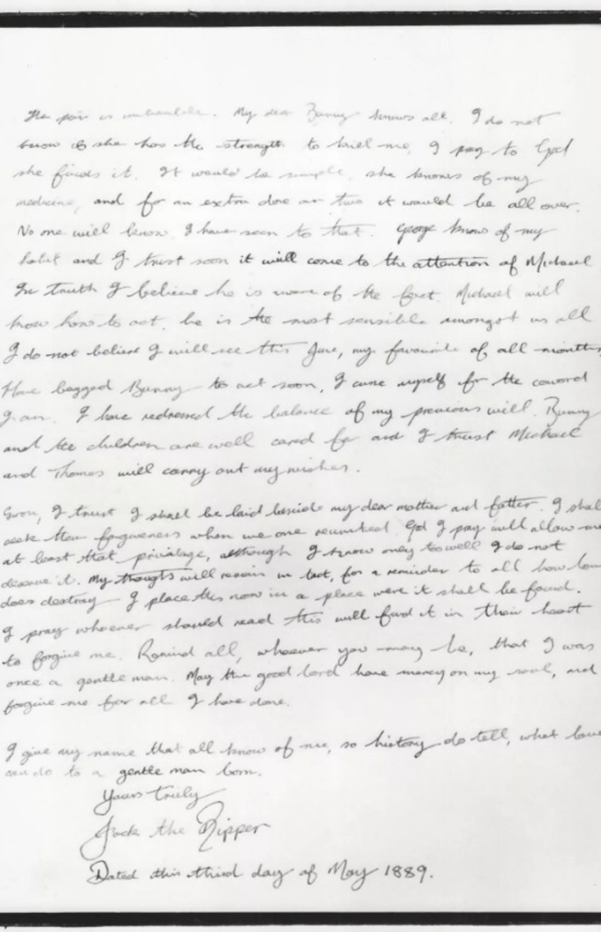 Stranica iz navodnog dnevnika Džeka Trboseka