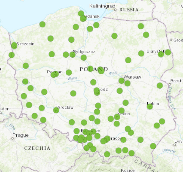 Dziś od rana nigdzie w Polsce nie ma problemu z wysokim stężeniem SO2 w powietrzu