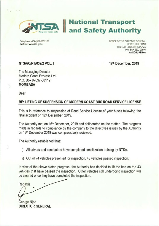 Confusion on ban affecting Modern Coast Buses 