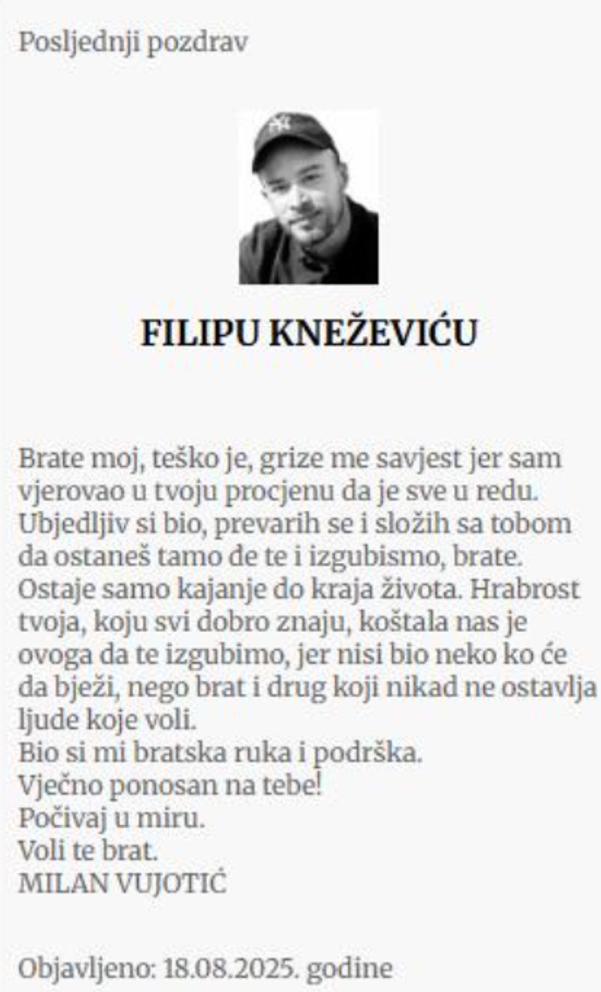 Čitulje Filipu Kneževiću