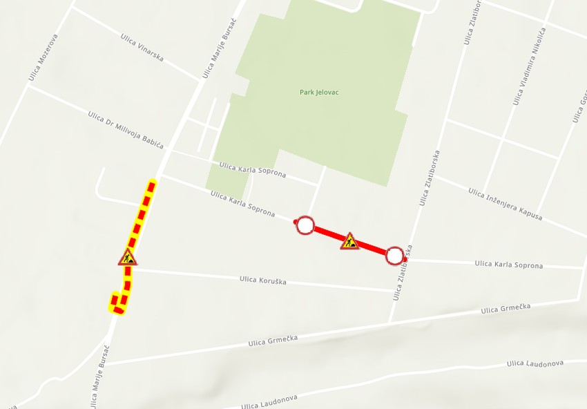 Mapa zauzeća ulcia radovima