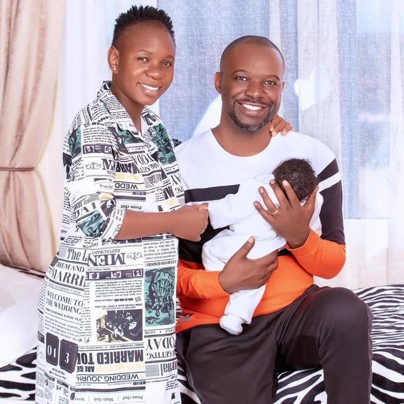 Gospel singer Evelyn Wanjiru, her hubby and their son