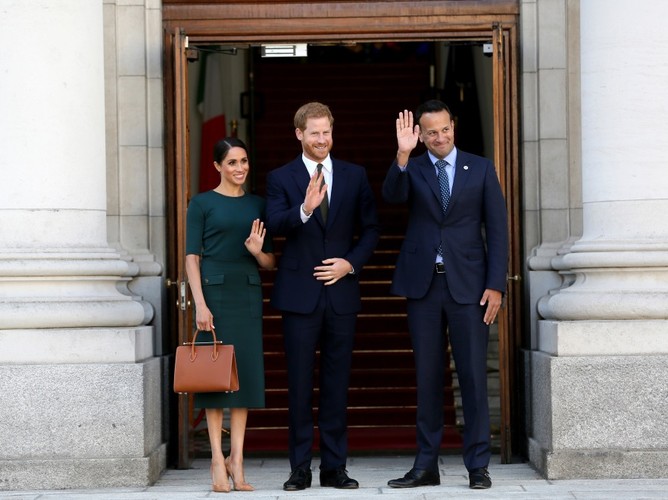Księżna Meghan i książę Harry oraz premier Irlandii Leo Varadkar