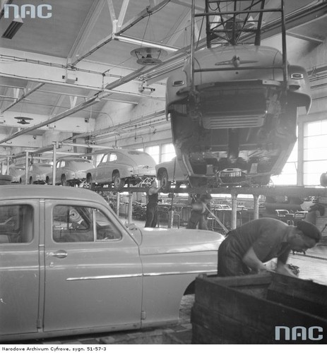 Hala montażowa -samochody marki Warszawa model M20