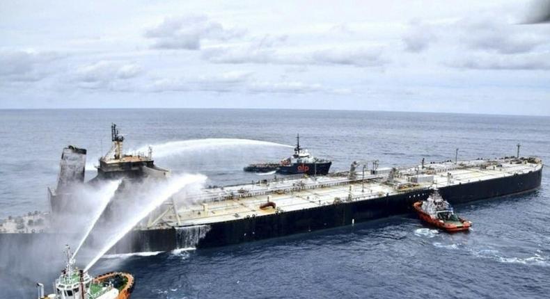 The New Diamond, a supertanker carrying 270,000 tonnes of crude oil, has been ablaze for days off the coast of Sri Lanka