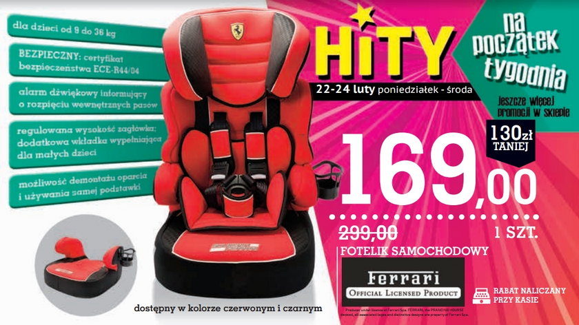 Fotelik samochodowy Ferrari