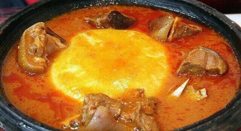 Yam fufu with soup