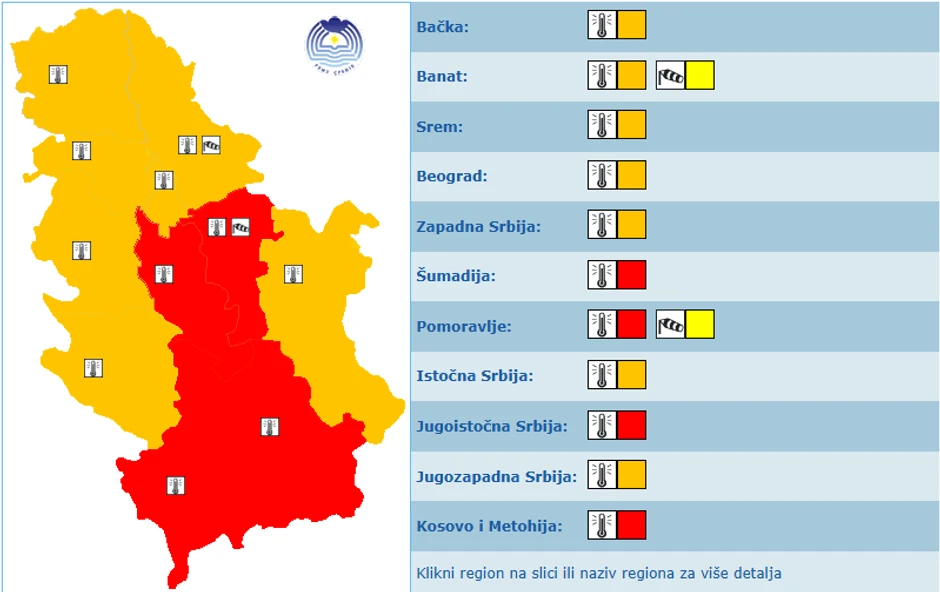 Meteoalarm za 29. avgust