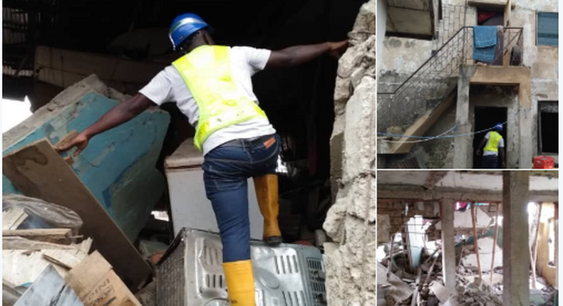 Another building collapsed in Oshodi, two people trapped. (LASEMA/Twitter)