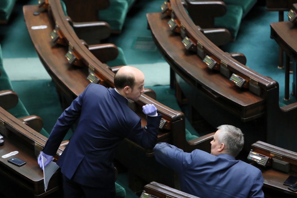 Przywitanie Borysa Budki i Tomasza Siemoniaka