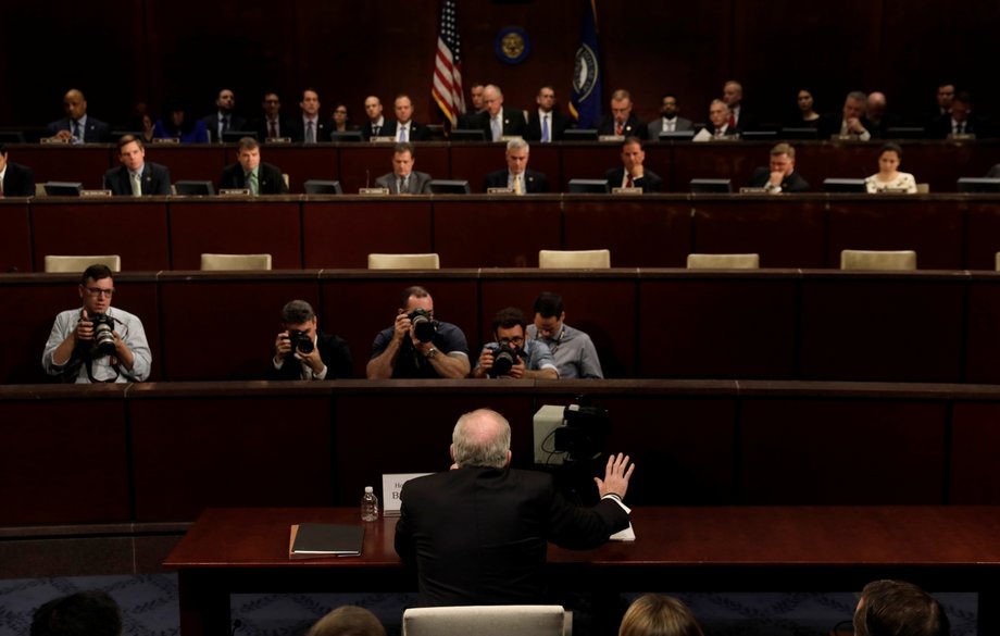 Former CIA director John Brennan testifies before the House Intelligence Committee to take questions on “Russian active measures during the 2016 election campaign” in the U.S. Capitol in Washington, U.S., May 23, 2017.