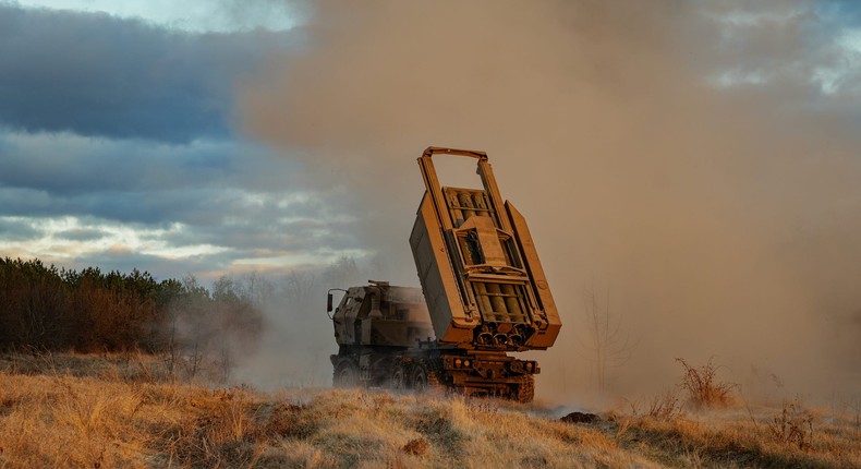 A US-provided M142 HIMARS launches a rocket at Russian positions in Ukraine.Photo by Serhii Mykhalchuk/Global Images Ukraine via Getty Images