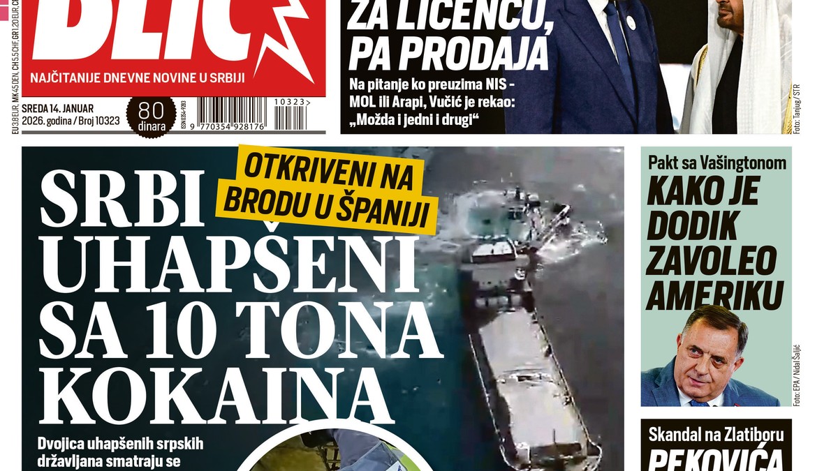Blic naslovna strana za 14.1.