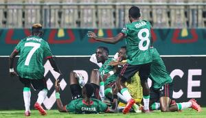 Gabadinho Mhango (C) gave Malawi a shock lead with a sensational goal Creator: Kenzo Tribouillard
