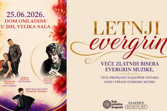 Veče bezvremenskih hitova: Koncert "Letnji evergrin" najavljen u Domu omladine Beograda