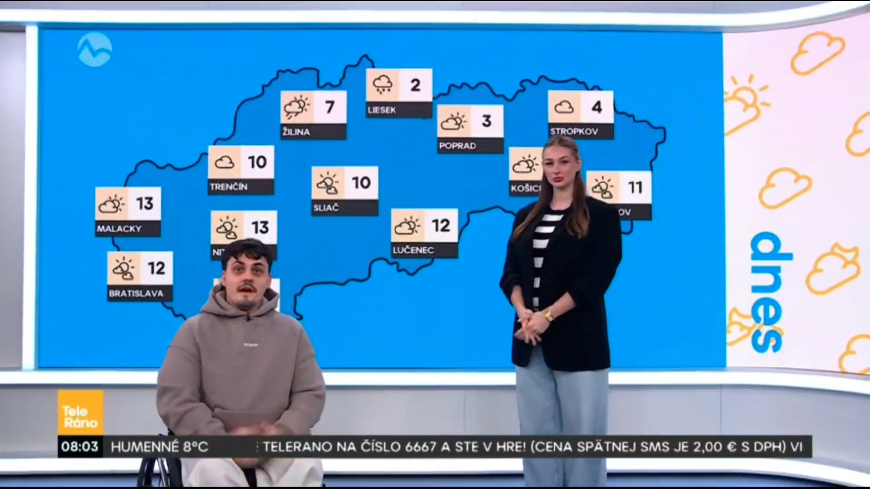 Influencer Denis Kučera a jeho manželka Alex v rannej šou Teleráno. 