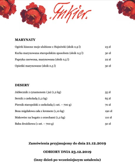 Menu w restauracji Magdy Gessler