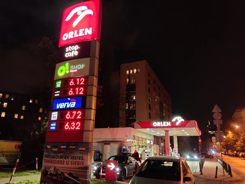 Ceny paliw na stacji Orlen, Warszawa, 23 października