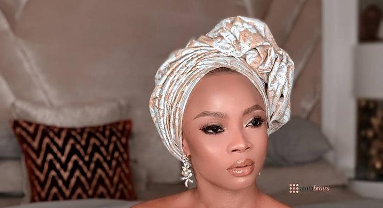 Toke Makinwa serve style inspire with her aso-ebi outfit [Instagram/ Toke Makinwa]