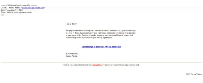 Tak wygląda fałszywy mail