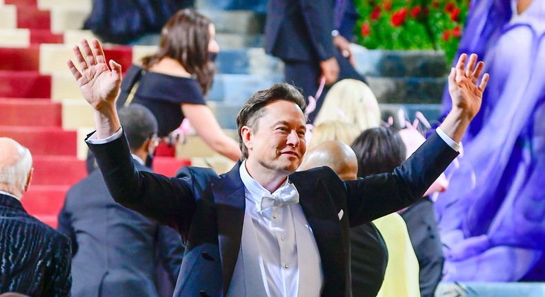 Elon Musk attends the Met Gala in New York on May 2.