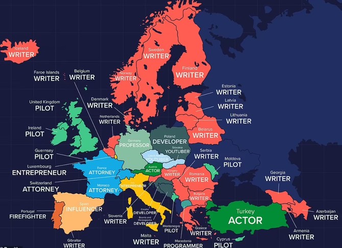 Mapa najtraženijih profesija u Evropi 