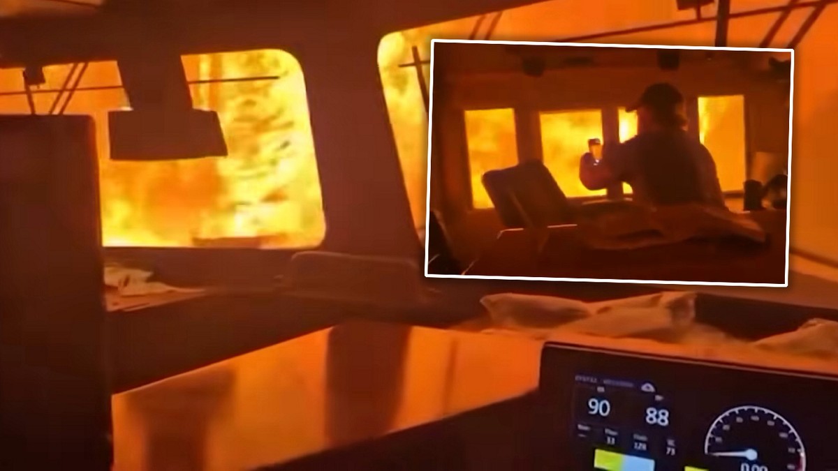 Wjechali pociągiem w pożar. Przerażające wideo z kabiny maszynistów. "Jesteśmy w piekle"