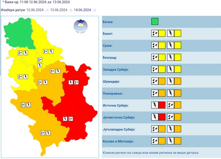 Meteoalarm za cetvrtak 13 juni