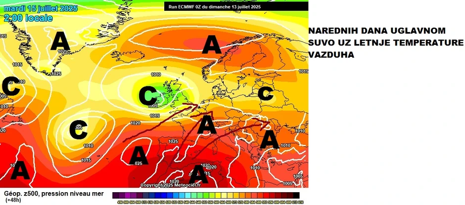 Narednih dana uglavnom suvo uz letnje temperature vazduha
