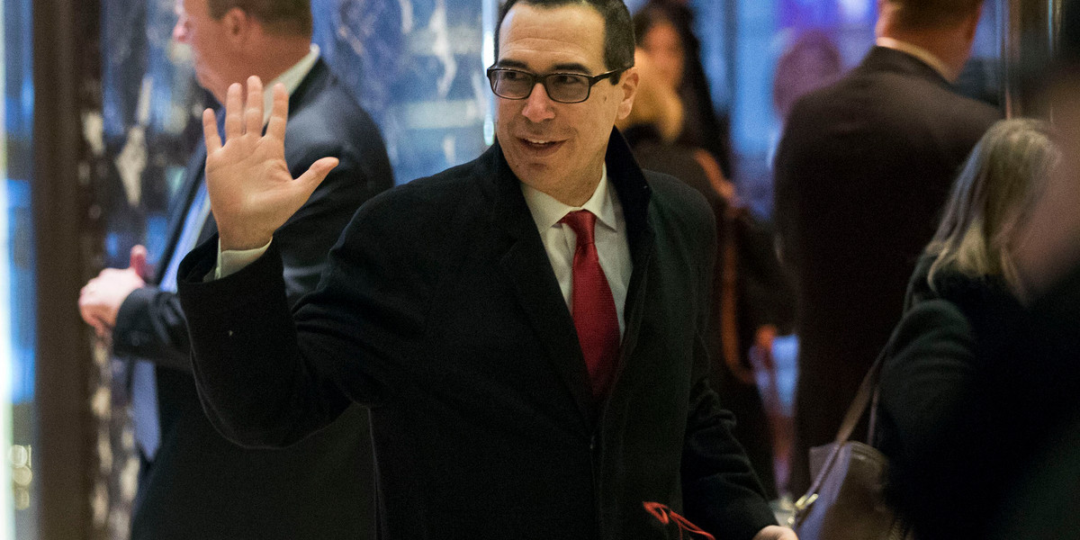 The official GOP biography of Trump's pick for Treasury secretary leaves out his 17 years at Goldman Sachs