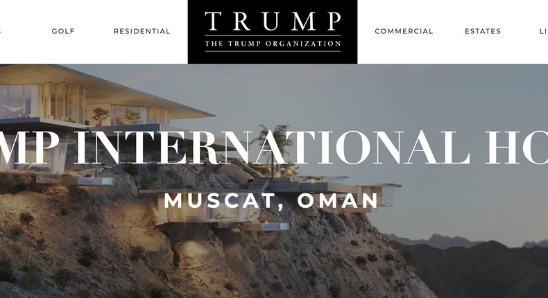 The Trump Organization will manage a luxury hotel and golf course backed by the governments of Oman and Saudi Arabia.Screenshot/Trump Organization