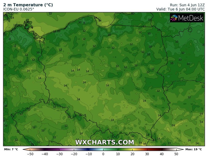 W nocy odnotujemy od 8 do 14 st. C