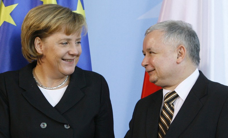 Angela Merkel i Jarosław Kaczyński