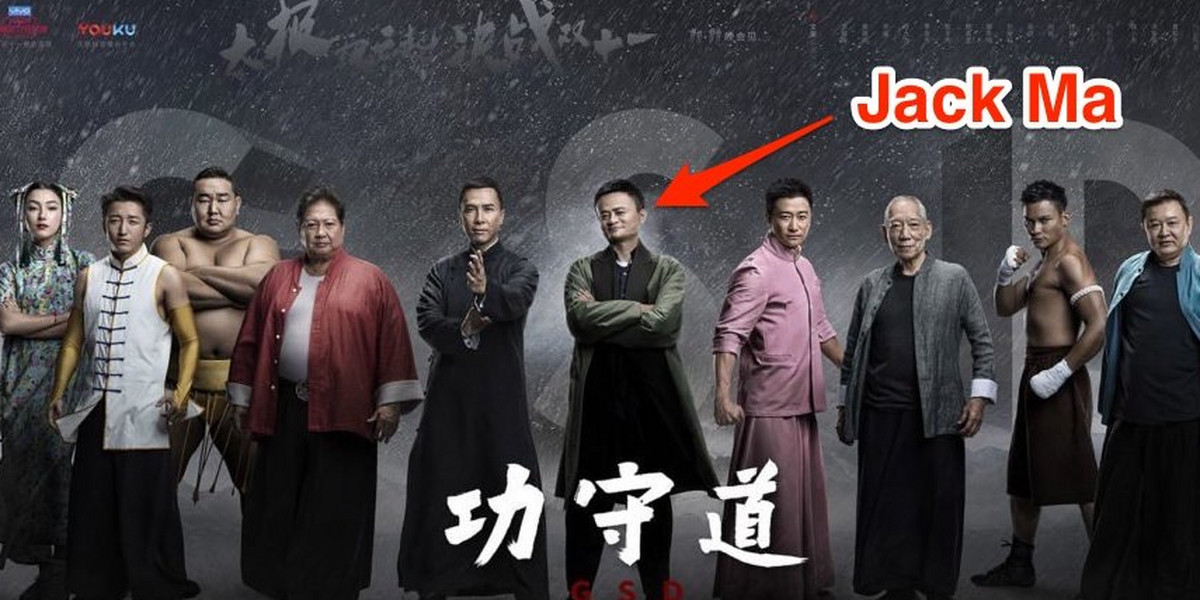 Plakat promocyjny filmu "Gongshoudao", w którym obok Jeta Li występuje założyciel i prezes Alibaby - Jack Ma