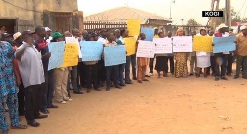 The protesters at the school