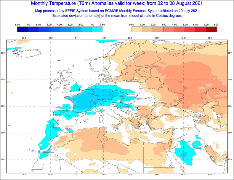 Prognoza odchylenia temperatury od średniej (2-8.08)