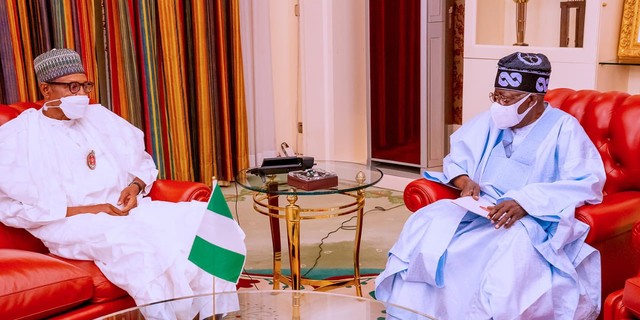 President Muhammadu Buhari and APC National leader, Bola Tinubu. [Presidency]