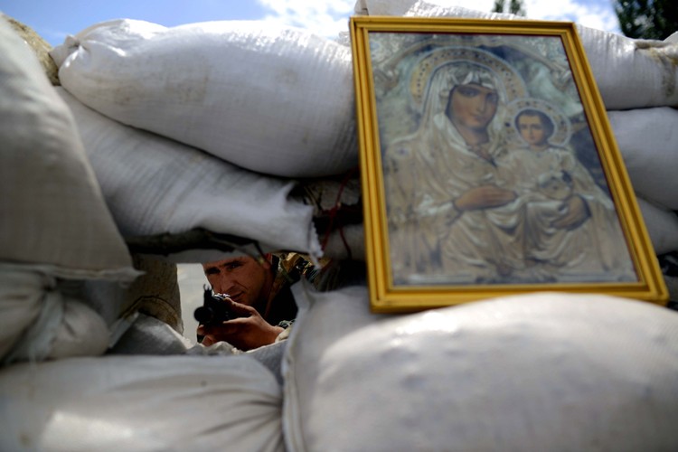 Punkt kontrolny Batalionu Vostok na obrzeżach Doniecka