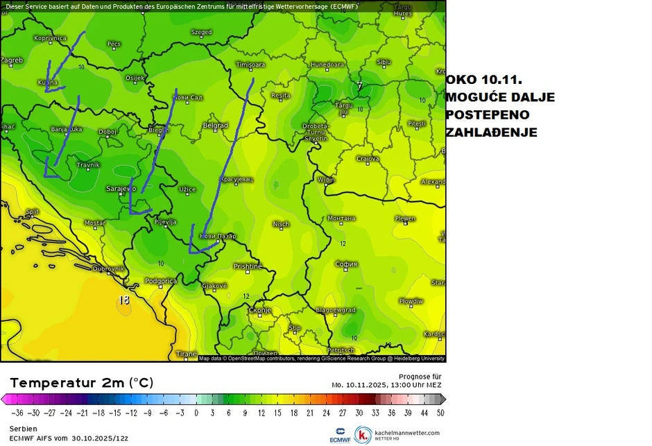 Oko 10. novembra je moguće postepeno zahlađenje