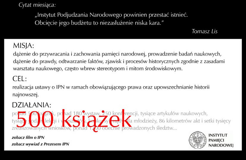 Zaskakująca promocja Instytutu Pamięci Narodowej