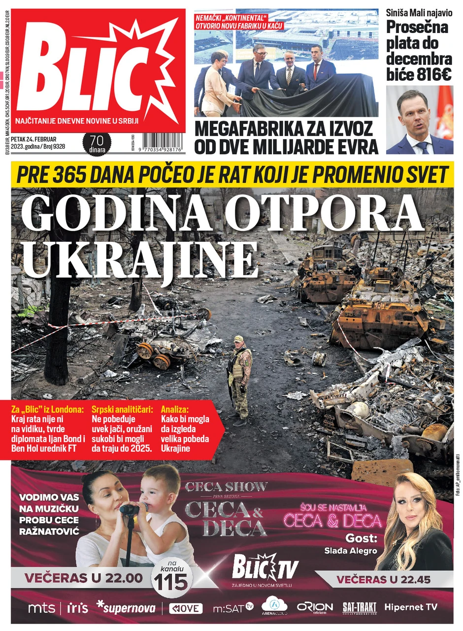 Naslovna za 24.2. - Blic