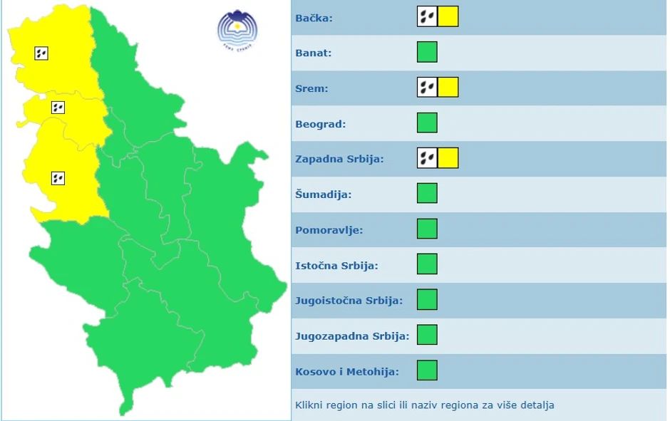 Meteoalarm za nedelju