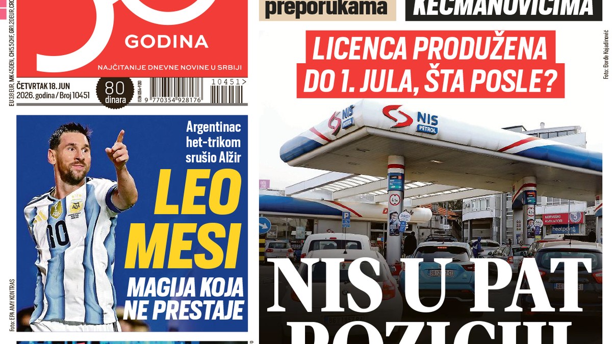 Blic naslovna strana za 18.6.