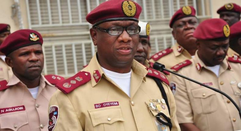 Corps Marshal of the FRSC, Dr. Boboye Oyeyemi and other officers of the agency [Premiumtimesng] 