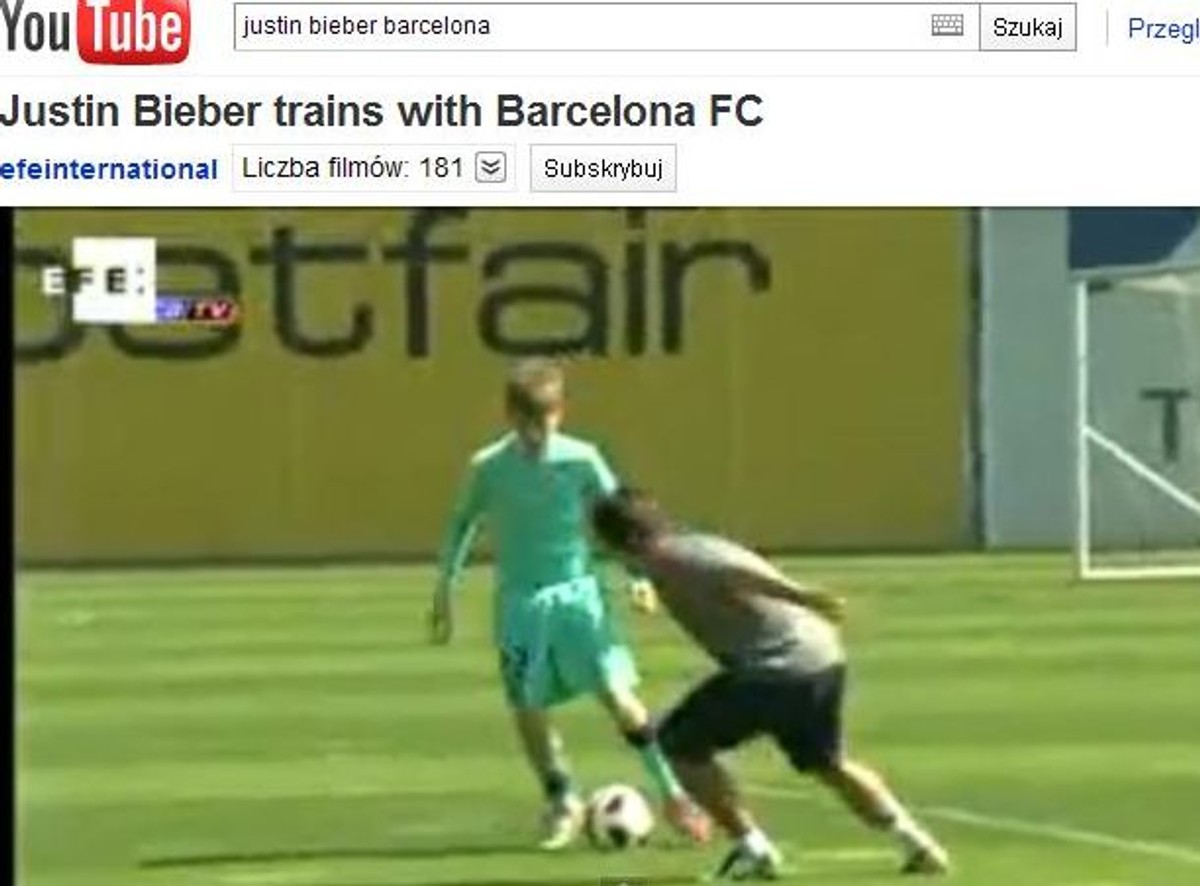 Justin Bieber piłkarzem Barcelony. Zobacz, jak gra