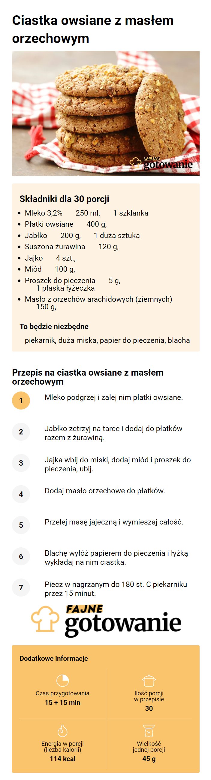 Ciastka owsiane z masłem orzechowym