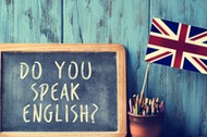 text do you speak english? in a chalkboard, filtered