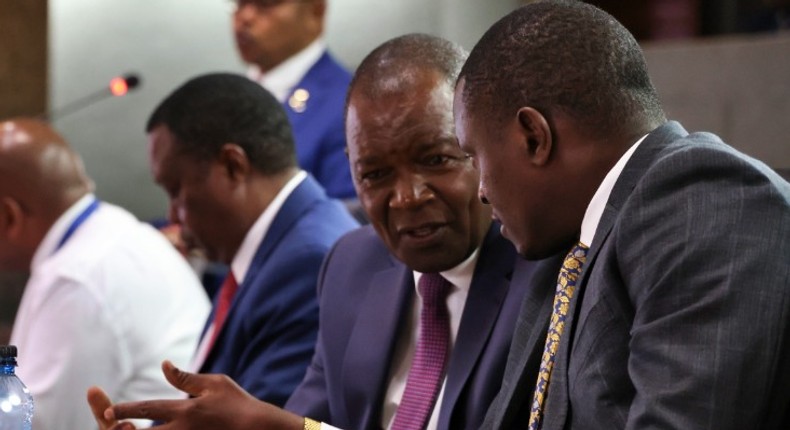 Treasury CS Prof Njuguna Ndung'u with Kiharu MP Ndindi Nyoro during the launch of the budget preparation process for the FY 2023/24 & the Medium-Term Budget is currently underway at KICC.