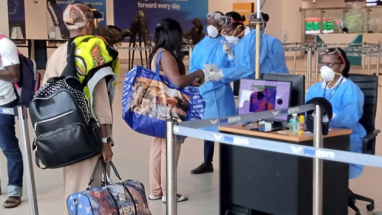 Illustrative photo of health officials screening for coronavirus at Kotoka Airport in Ghana (AFP)