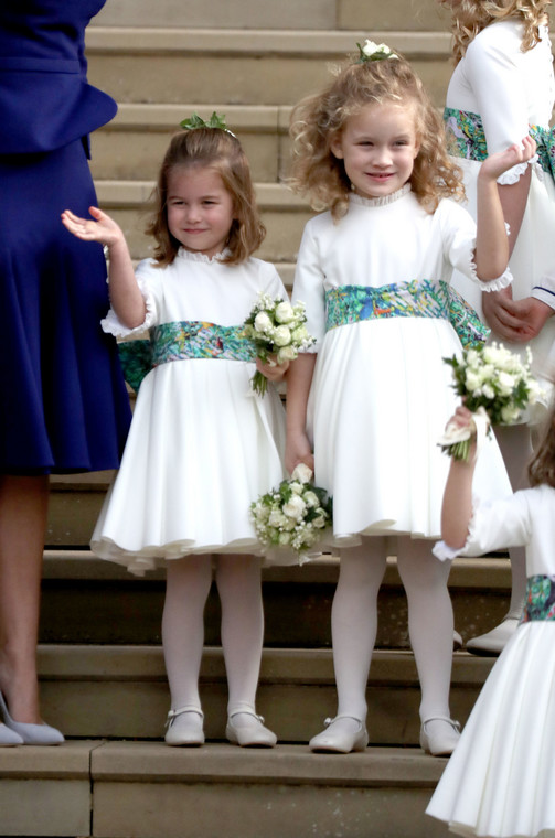 Księżniczka Charlotte i Maud Windsor na ślubie księżniczki Eugenii w 2018 r.